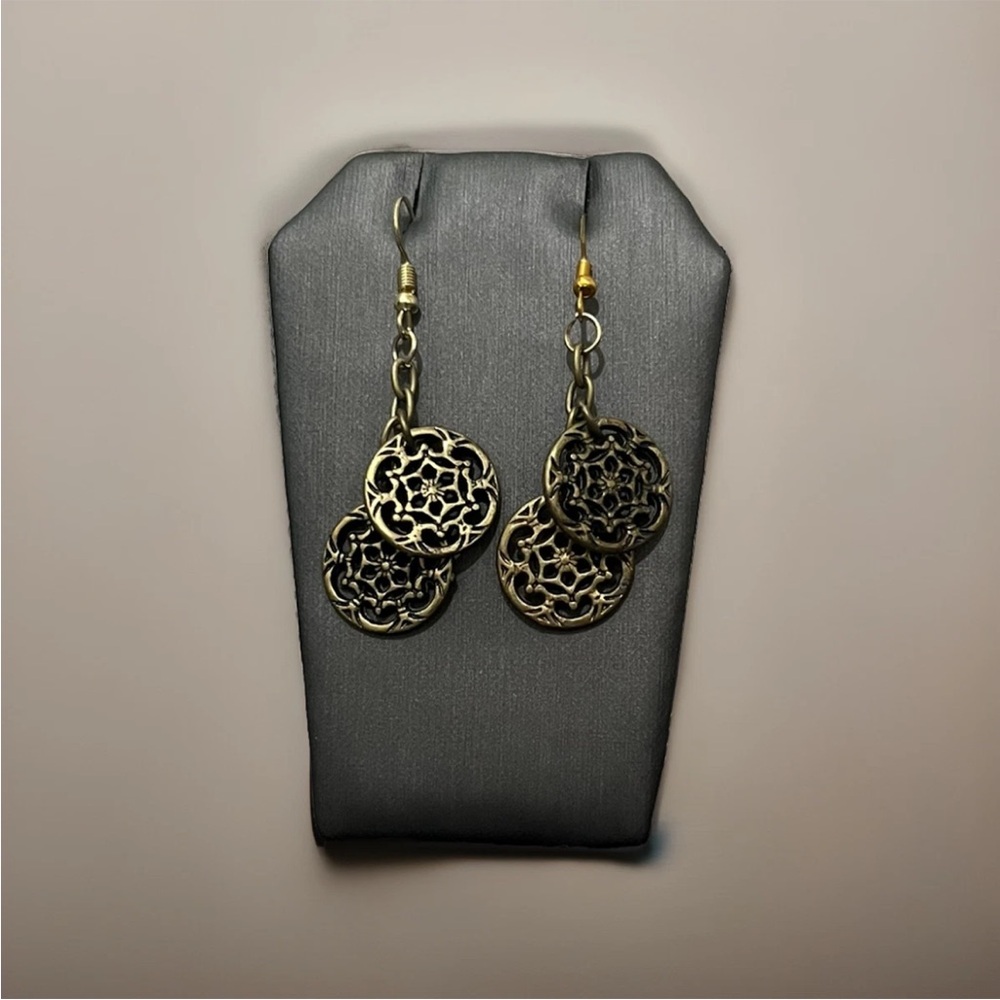 Gold Tone Lightweight Dangle Drop Earrings Handmade
